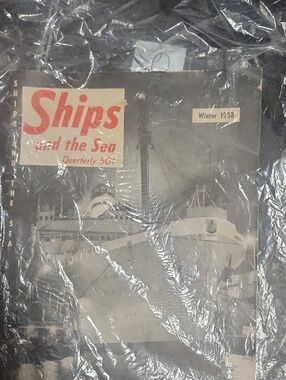 and the Sea Winter 1958 Vintage Maritime Cover Art - Black & White